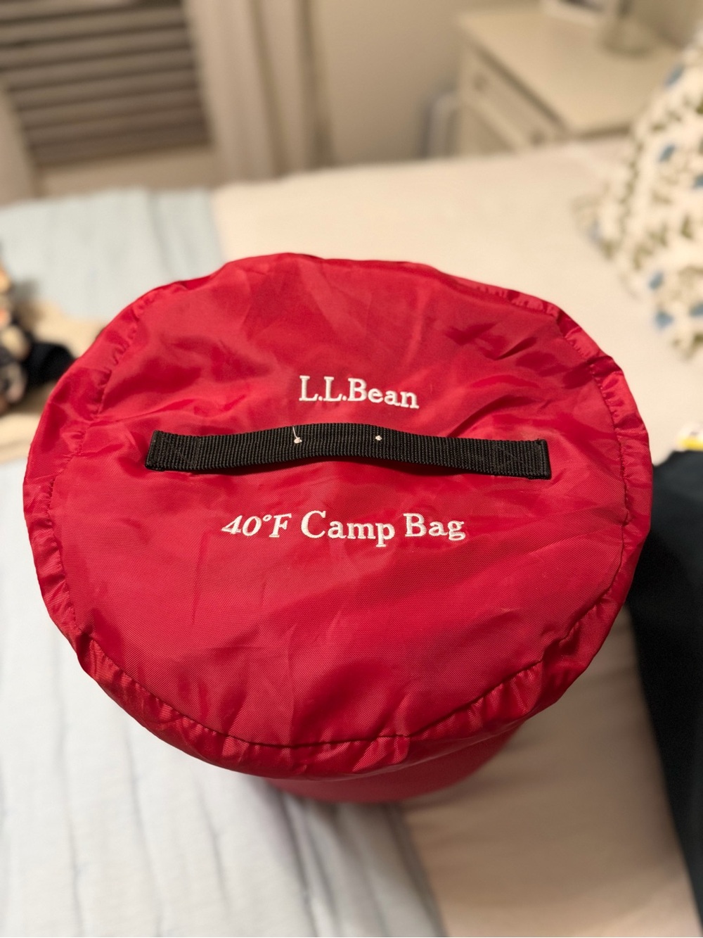L.L. Bean 40 F Red Duffel-Style Camp Bag with Plaid interior
